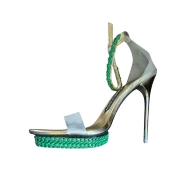 Jessica Rich Platform High Heel Sandals, Green Chain Accent, EU 42 US 11 NIB - Picture 1 of 6